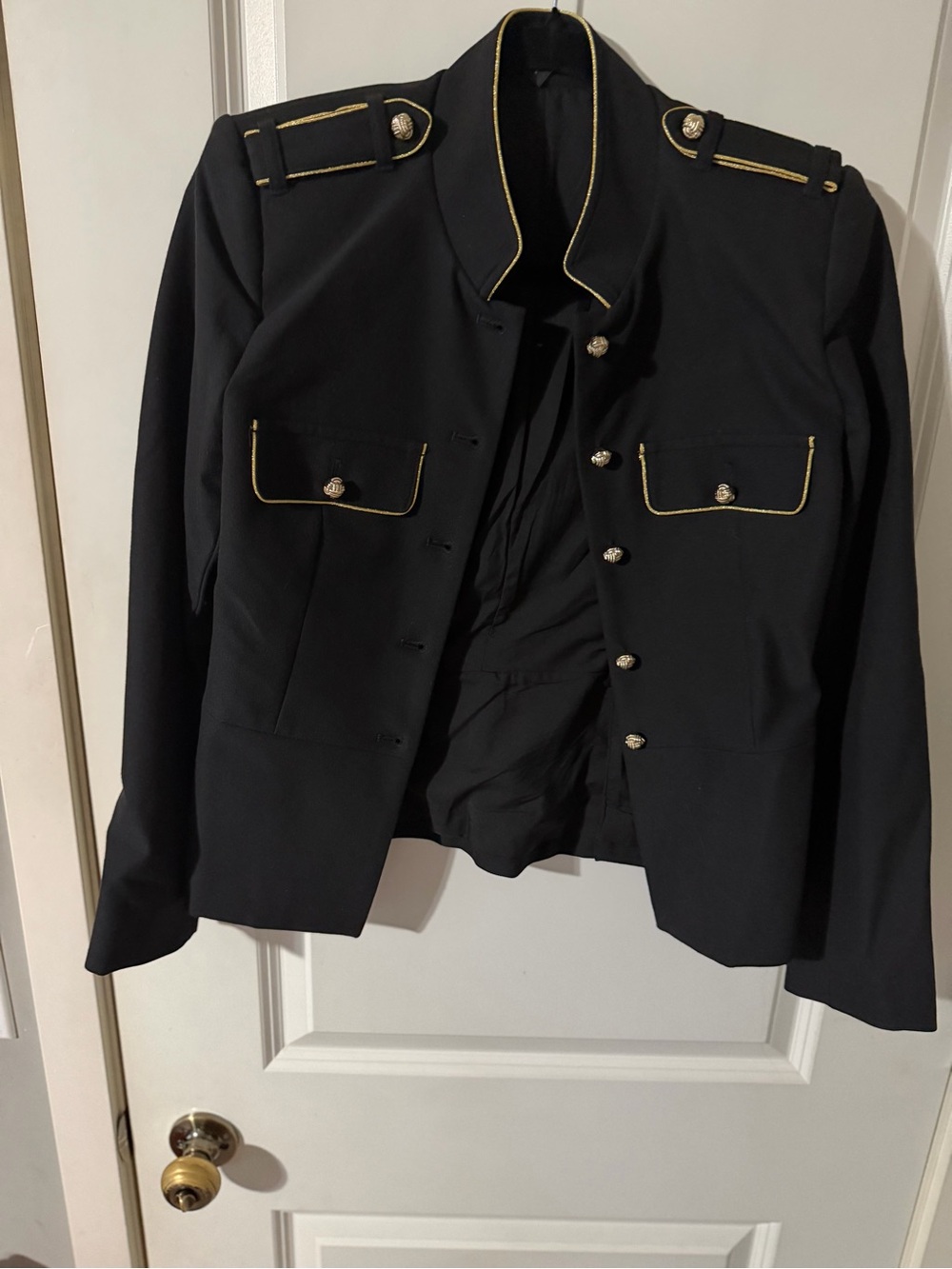 Express Black Military-Style Jacket with Gold Trim